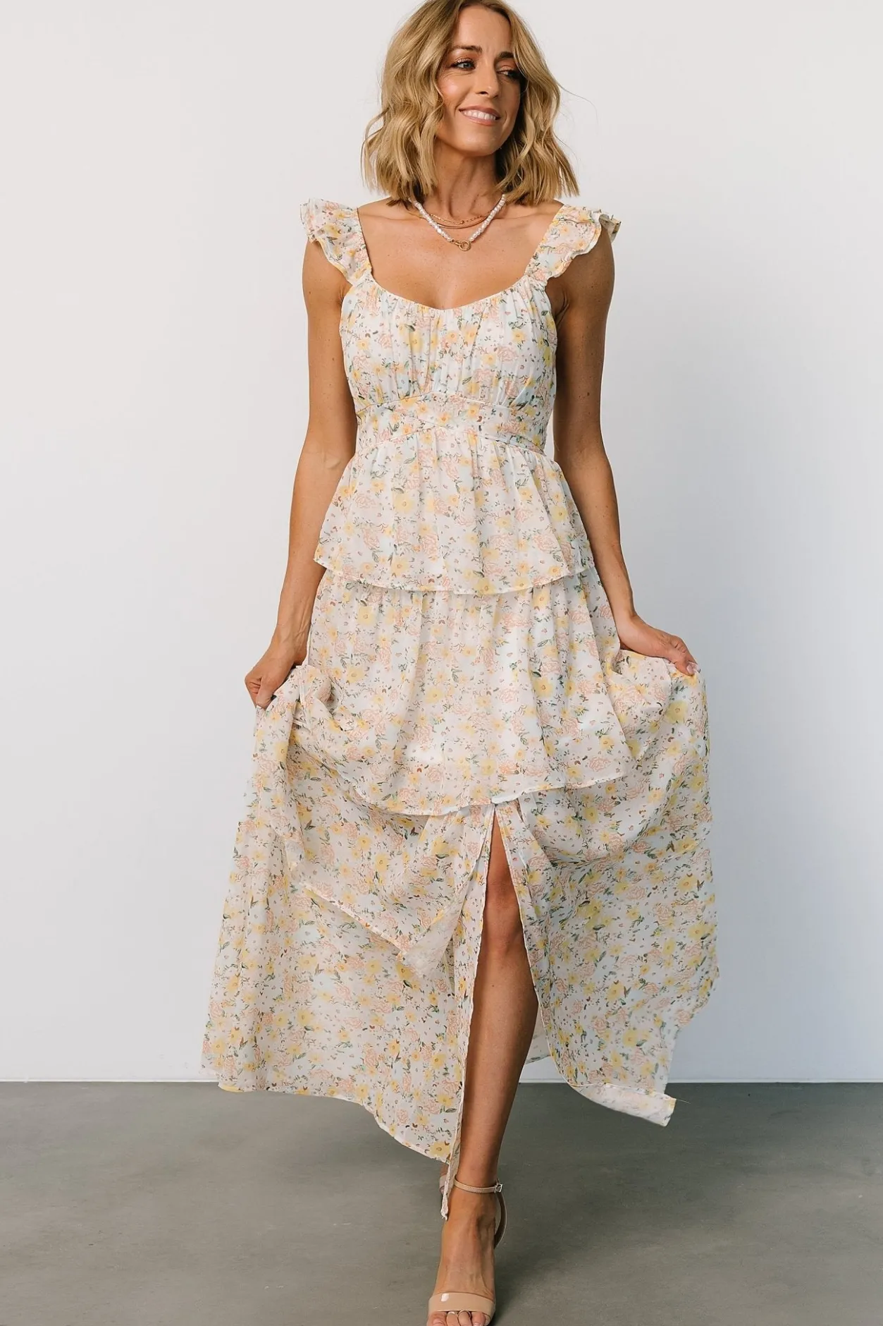 Best Baltic Born Marigold Tiered Maxi Dress | Yellow Floral YellowFloral