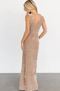 New Baltic Born Marilyn Sequin Maxi Gown | Taupe Iridescent TaupeIridescent