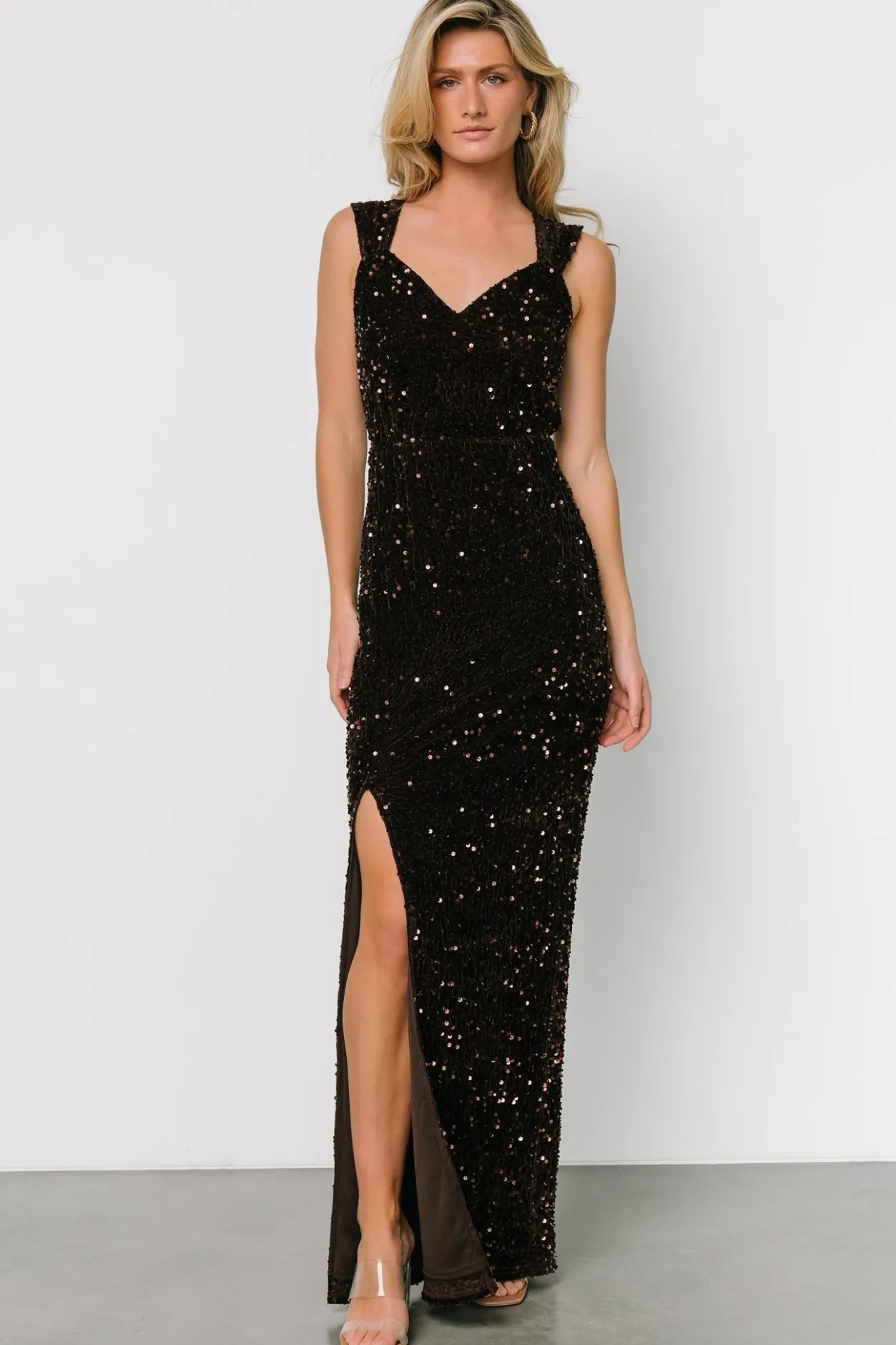 Clearance Baltic Born Marilyn Sequin Maxi Gown | Dark Brown DarkBrown