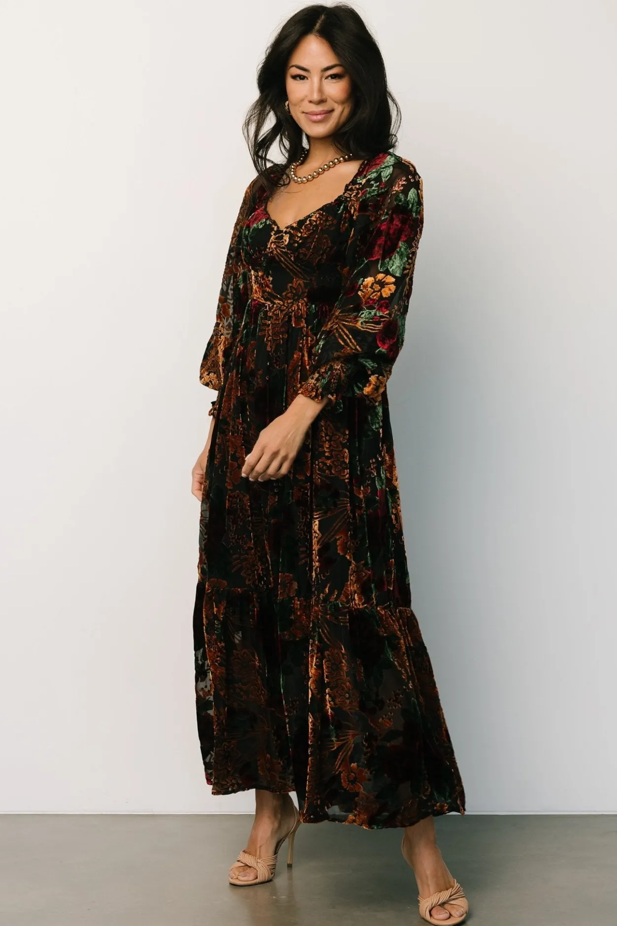 Online Baltic Born Marlow Velvet Embossed Dress | Black Multi BlackMulti