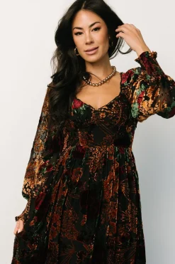 Online Baltic Born Marlow Velvet Embossed Dress | Black Multi BlackMulti