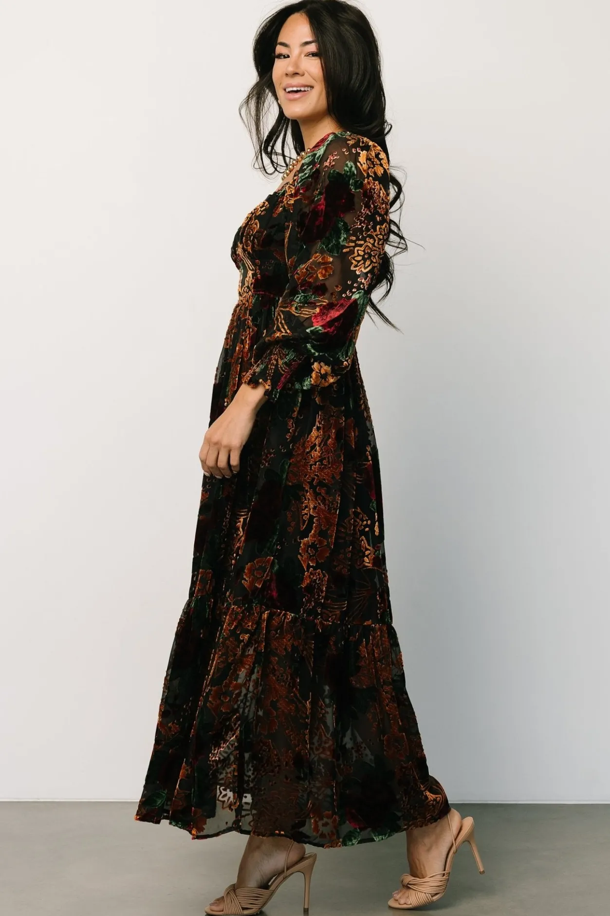 Online Baltic Born Marlow Velvet Embossed Dress | Black Multi BlackMulti