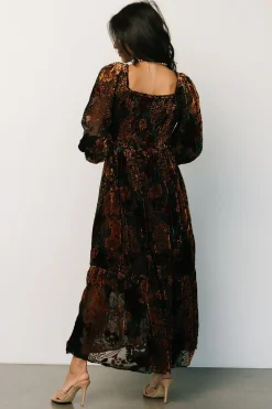 Online Baltic Born Marlow Velvet Embossed Dress | Black Multi BlackMulti