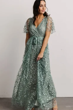 Clearance Baltic Born Marseille Embossed Maxi Dress | Eucalyptus