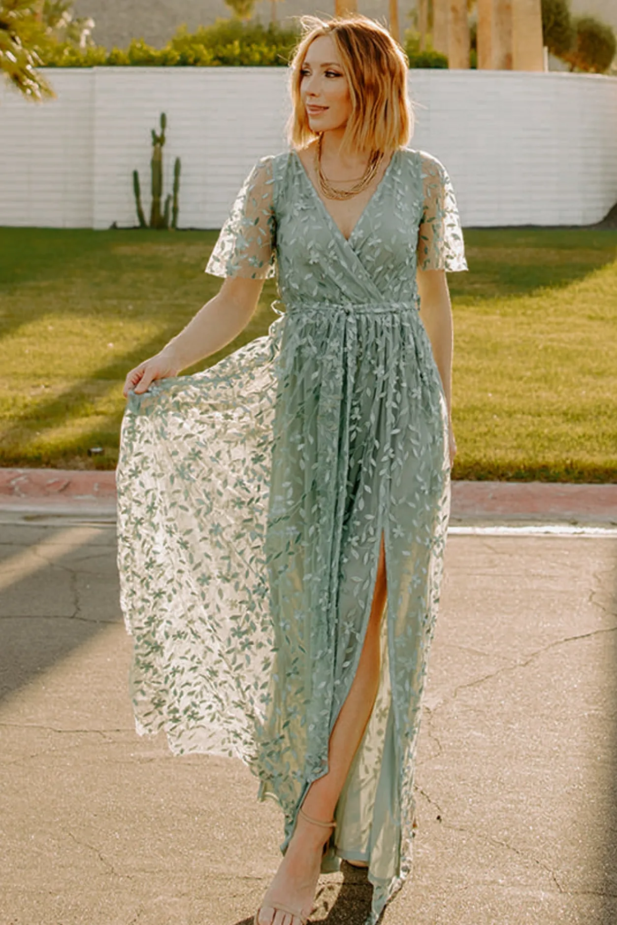 Clearance Baltic Born Marseille Embossed Maxi Dress | Eucalyptus