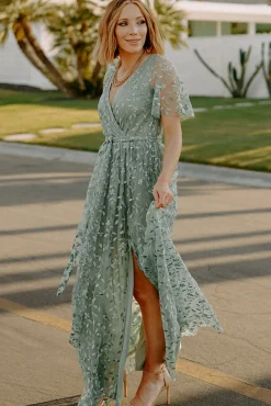 Clearance Baltic Born Marseille Embossed Maxi Dress | Eucalyptus