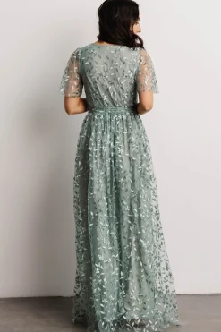 Clearance Baltic Born Marseille Embossed Maxi Dress | Eucalyptus