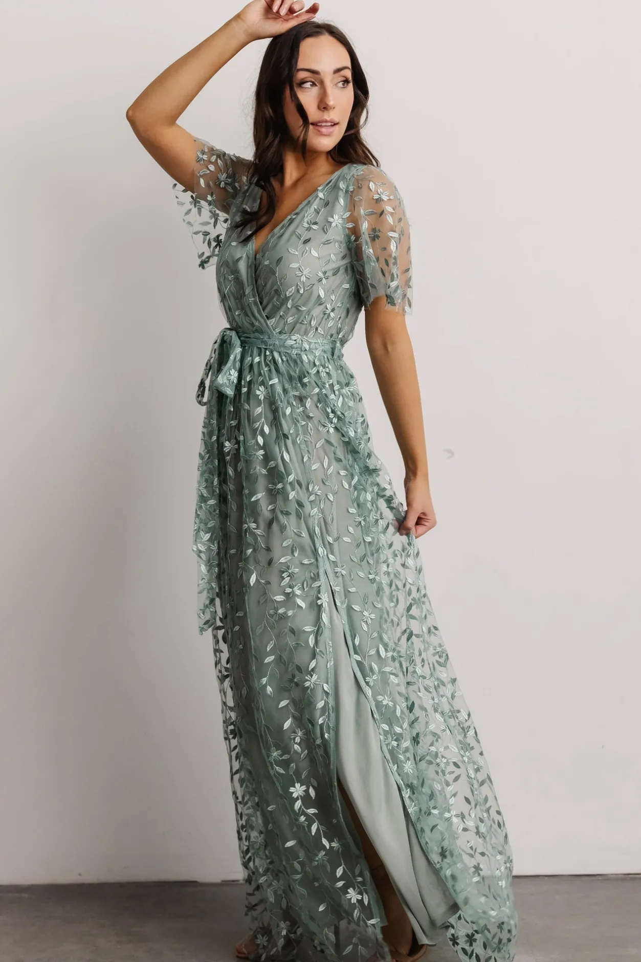 Clearance Baltic Born Marseille Embossed Maxi Dress | Eucalyptus
