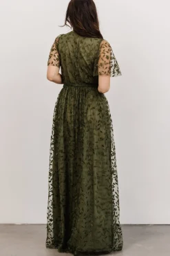 Fashion Baltic Born Marseille Embossed Maxi Dress | Olive
