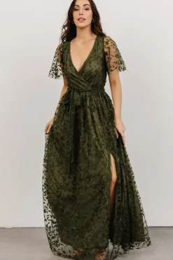 Fashion Baltic Born Marseille Embossed Maxi Dress | Olive