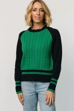 Outlet Baltic Born Marsha Cable Knit Sweater | Green + Navy Green+Navy
