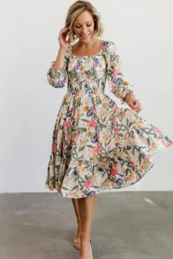 New Baltic Born Marta Smocked Midi Dress | Multi Floral MultiFloral