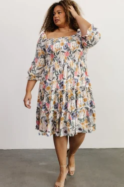 New Baltic Born Marta Smocked Midi Dress | Multi Floral MultiFloral