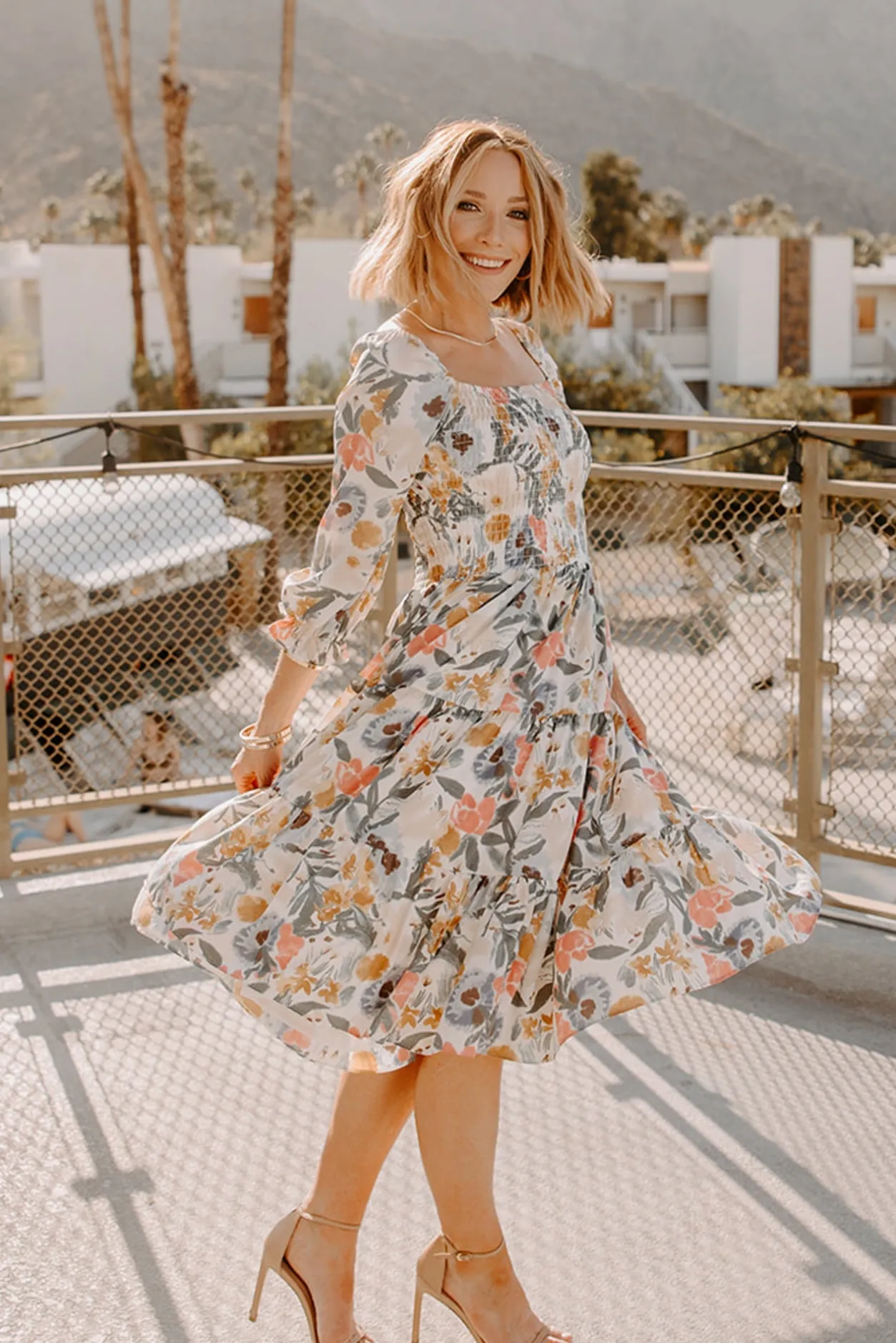 New Baltic Born Marta Smocked Midi Dress | Multi Floral MultiFloral