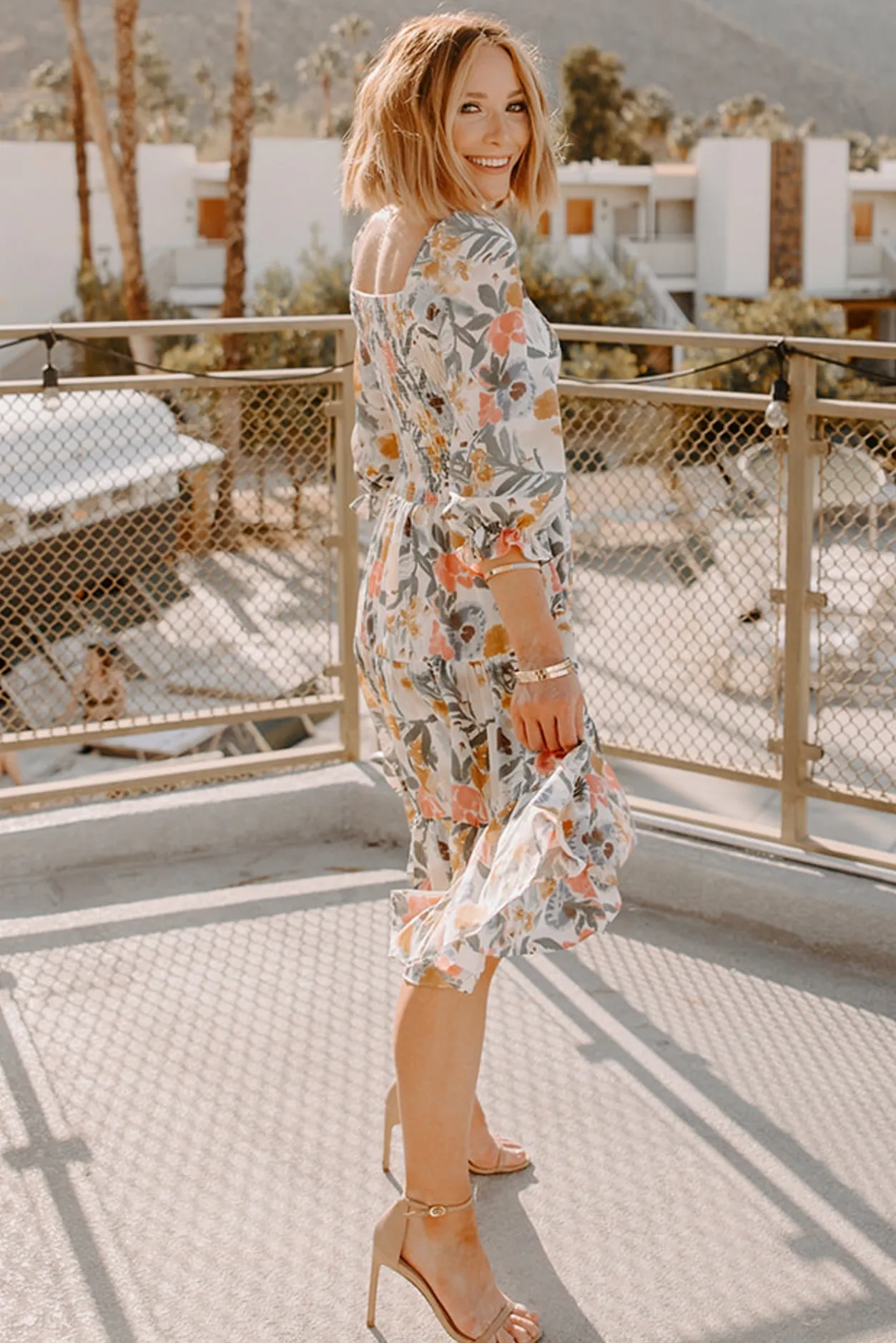 New Baltic Born Marta Smocked Midi Dress | Multi Floral MultiFloral
