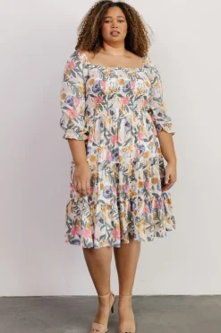 New Baltic Born Marta Smocked Midi Dress | Multi Floral MultiFloral