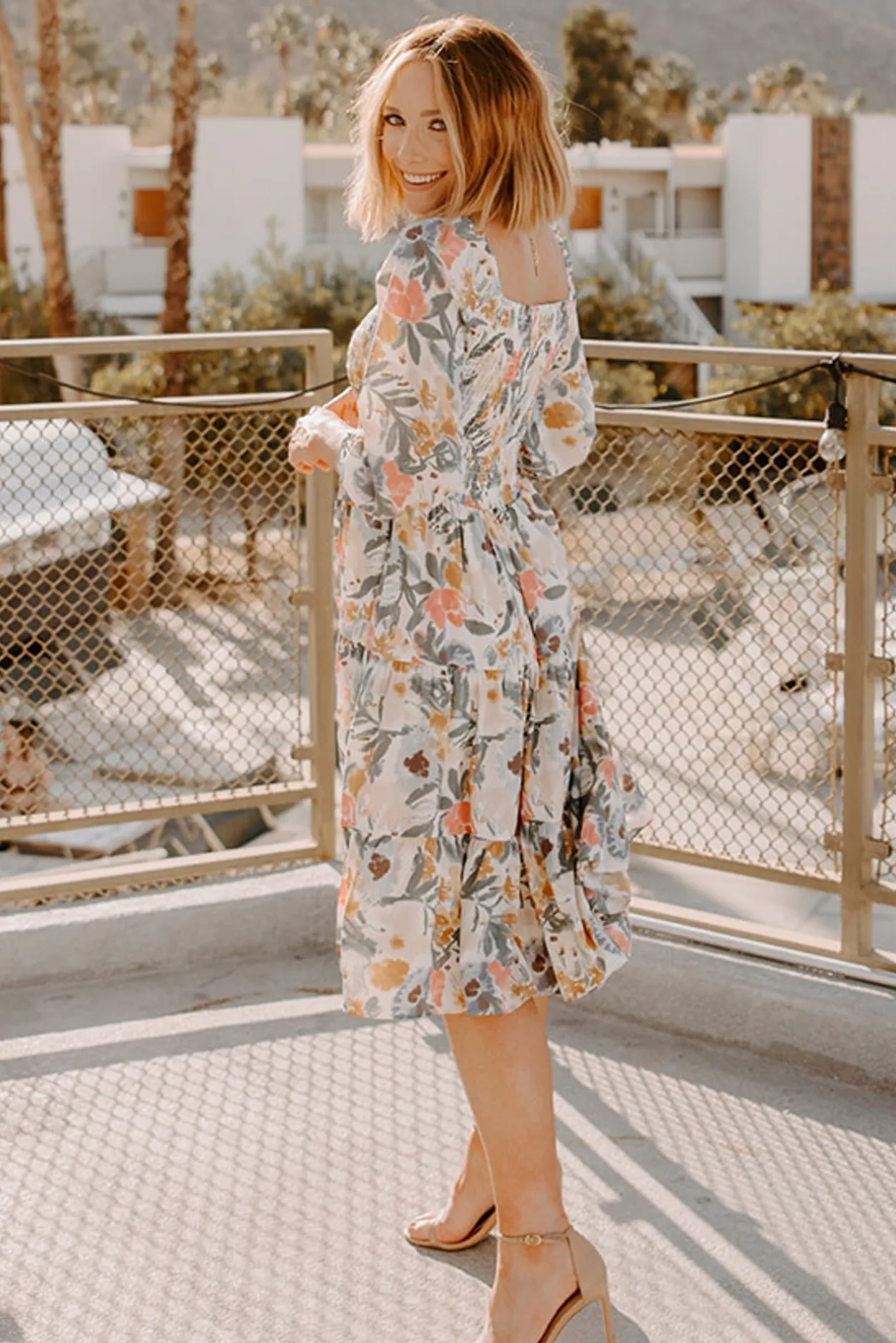 New Baltic Born Marta Smocked Midi Dress | Multi Floral MultiFloral