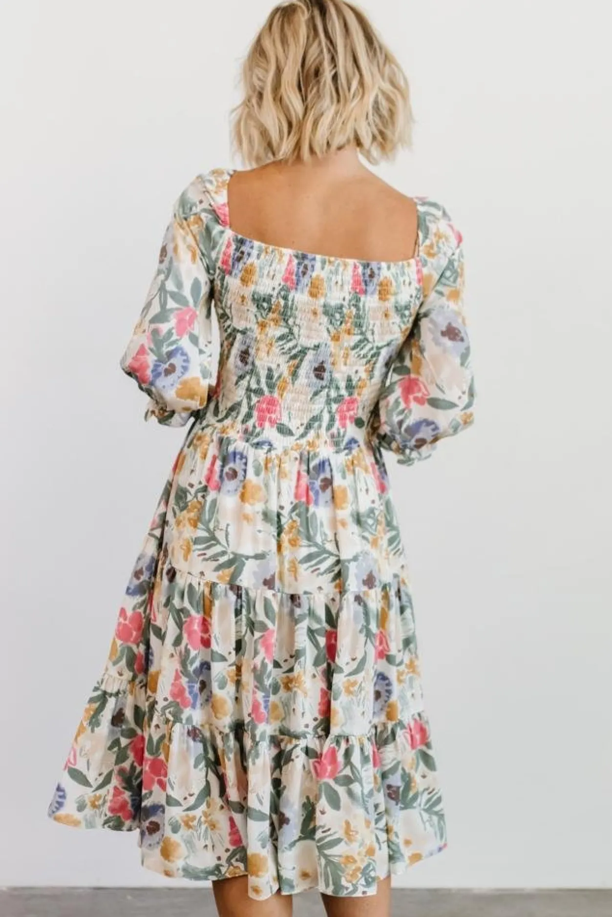 New Baltic Born Marta Smocked Midi Dress | Multi Floral MultiFloral