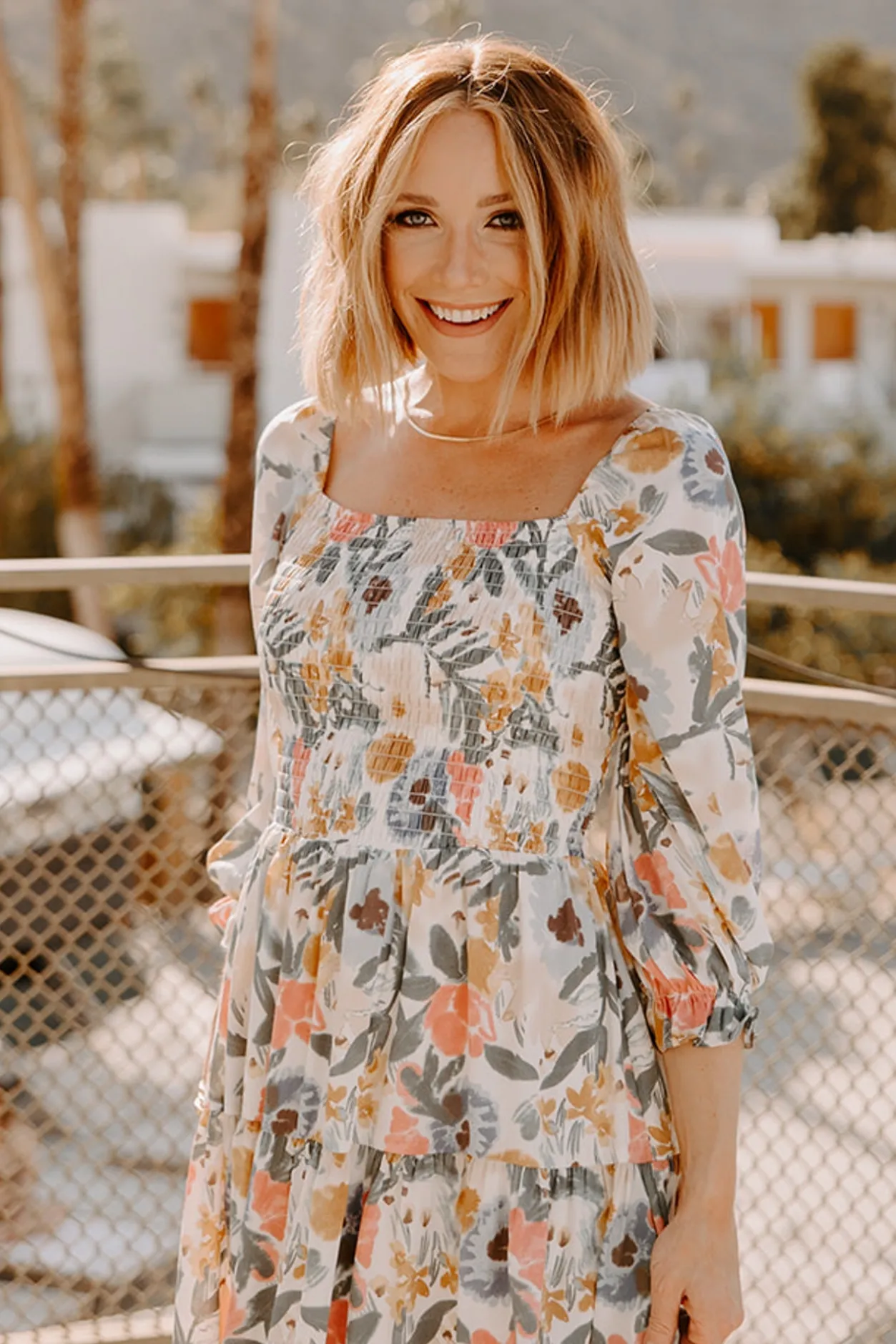 New Baltic Born Marta Smocked Midi Dress | Multi Floral MultiFloral