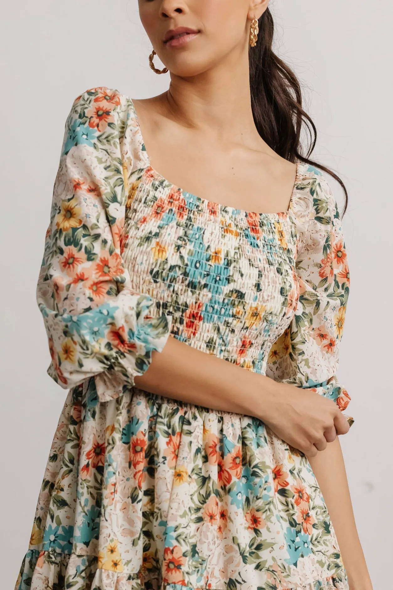 New Baltic Born Marta Smocked Midi Dress | Summer Floral SummerFloral