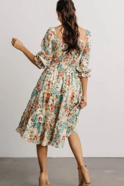 New Baltic Born Marta Smocked Midi Dress | Summer Floral SummerFloral