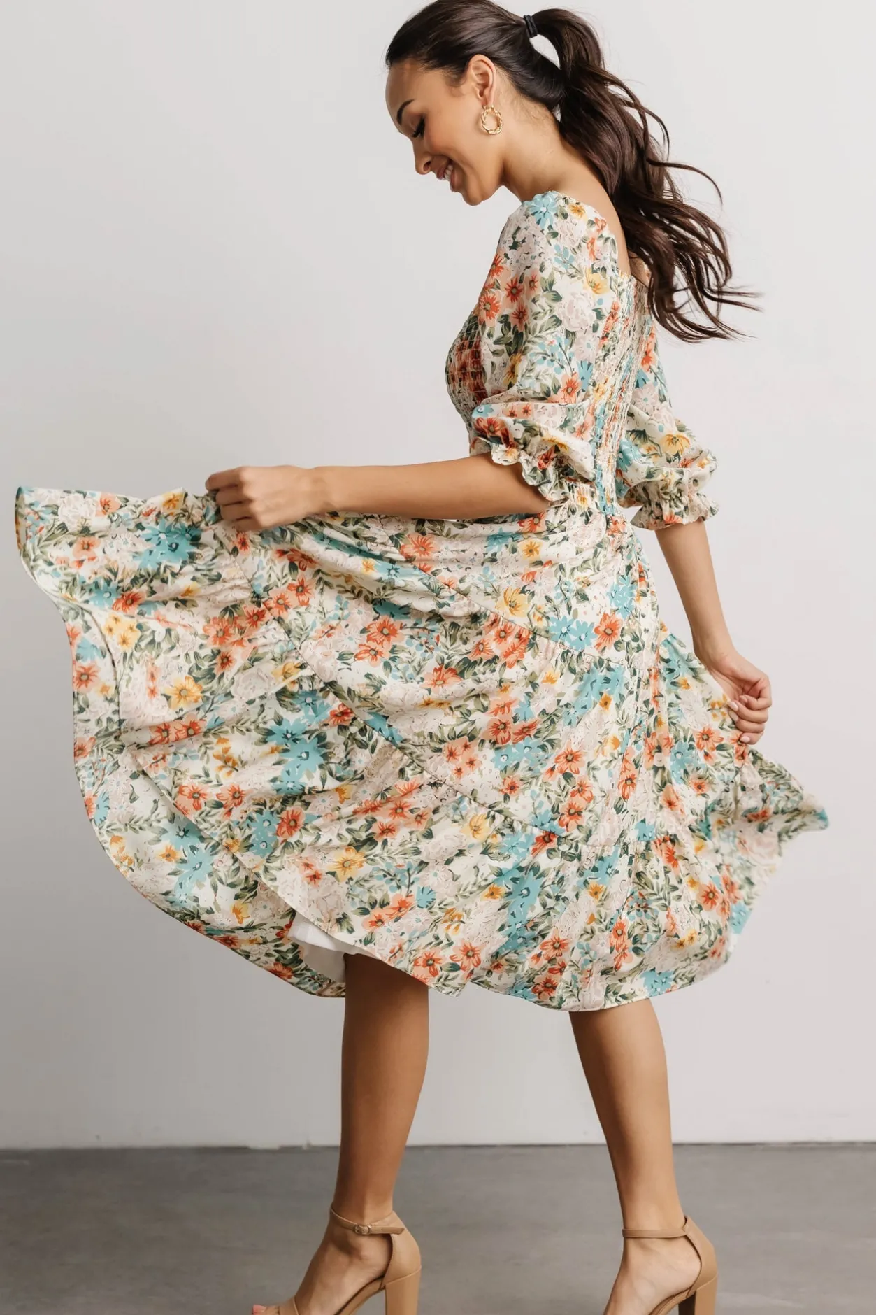 New Baltic Born Marta Smocked Midi Dress | Summer Floral SummerFloral
