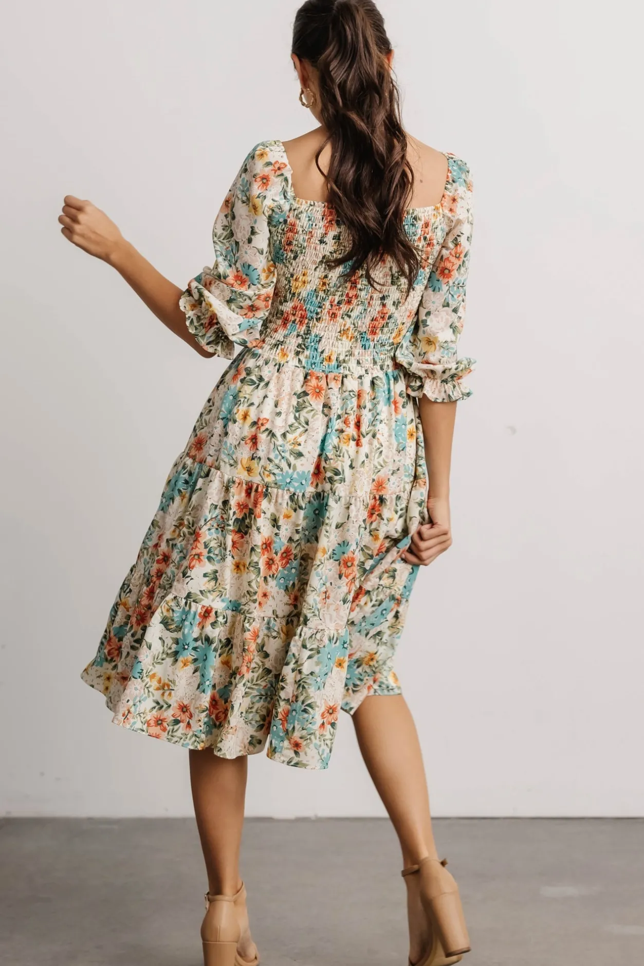 New Baltic Born Marta Smocked Midi Dress | Summer Floral SummerFloral