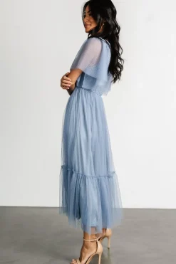 New Baltic Born Martha Smocked Tulle Dress | Dusty Blue DustyBlue