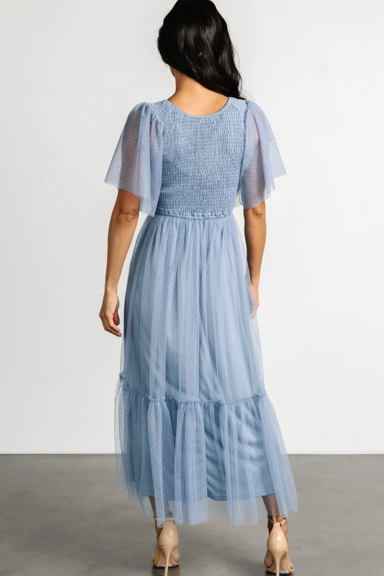 New Baltic Born Martha Smocked Tulle Dress | Dusty Blue DustyBlue