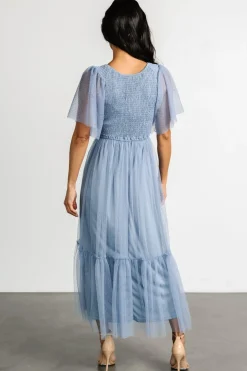 New Baltic Born Martha Smocked Tulle Dress | Dusty Blue DustyBlue