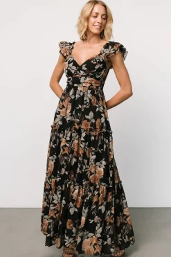 Hot Baltic Born Martina Maxi Dress | Black + Copper Floral Black+CopperFloral