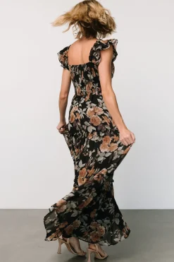 Hot Baltic Born Martina Maxi Dress | Black + Copper Floral Black+CopperFloral