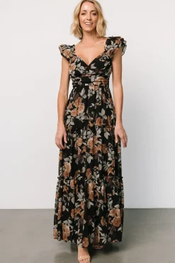 Hot Baltic Born Martina Maxi Dress | Black + Copper Floral Black+CopperFloral