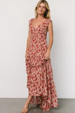 New Baltic Born Martina Maxi Dress | Blush + Red Blush+Red