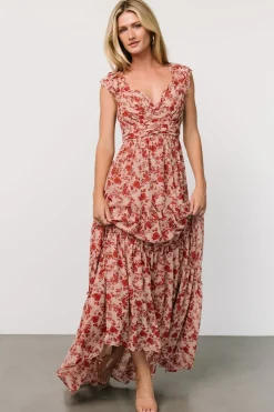 New Baltic Born Martina Maxi Dress | Blush + Red Blush+Red