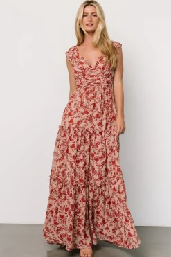 New Baltic Born Martina Maxi Dress | Blush + Red Blush+Red