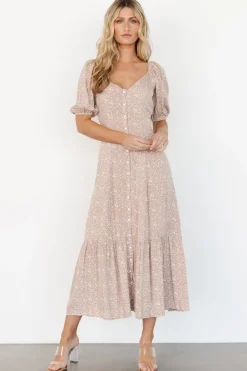 Discount Baltic Born Mathilda Button Maxi Dress | Beige Floral BeigeFloral