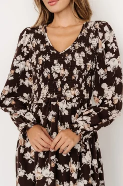 Best Baltic Born Matilda Smocked Midi Dress | Brown Floral BrownFloral