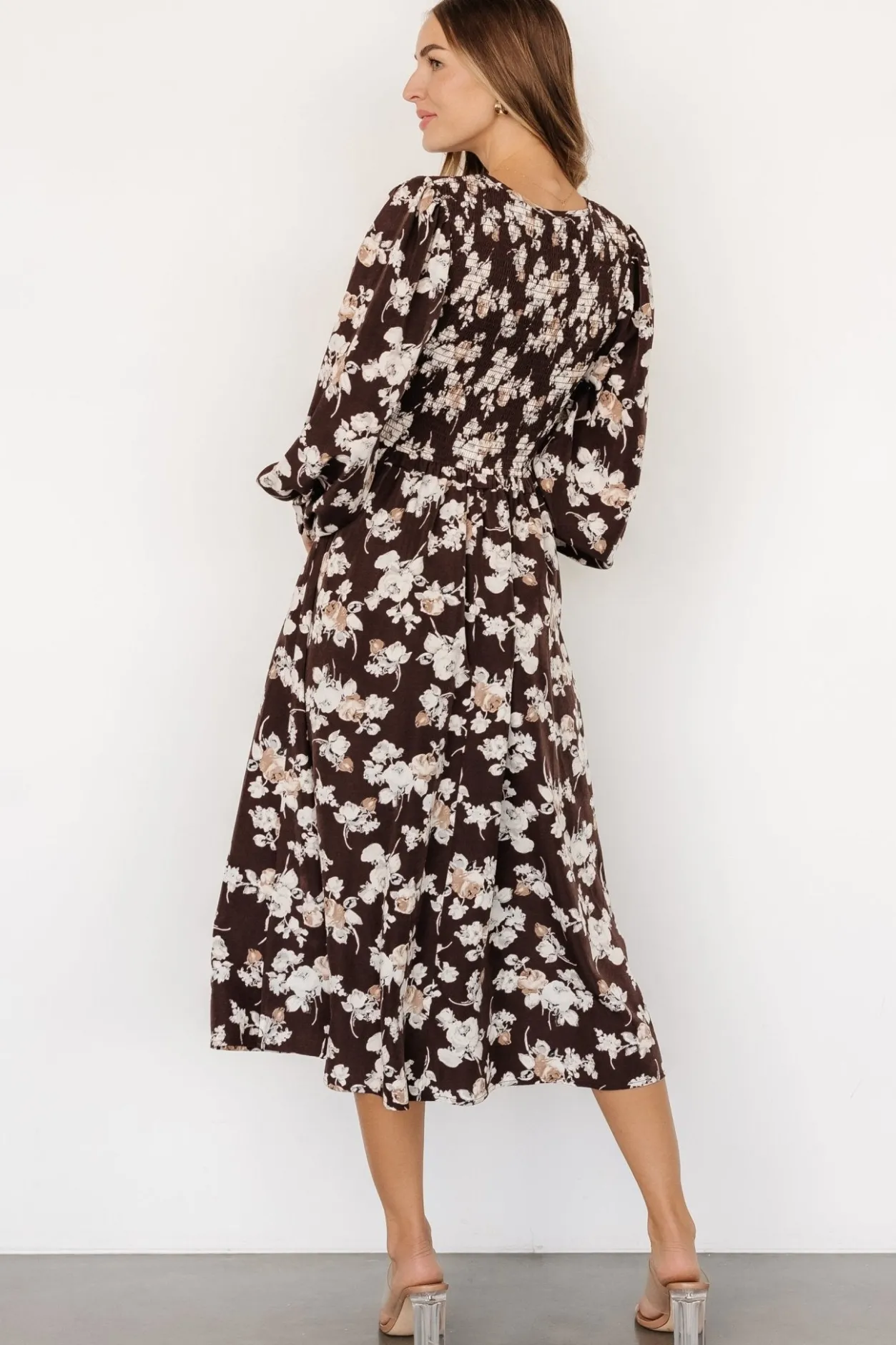 Best Baltic Born Matilda Smocked Midi Dress | Brown Floral BrownFloral