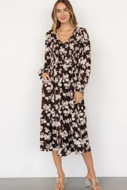 Best Baltic Born Matilda Smocked Midi Dress | Brown Floral BrownFloral