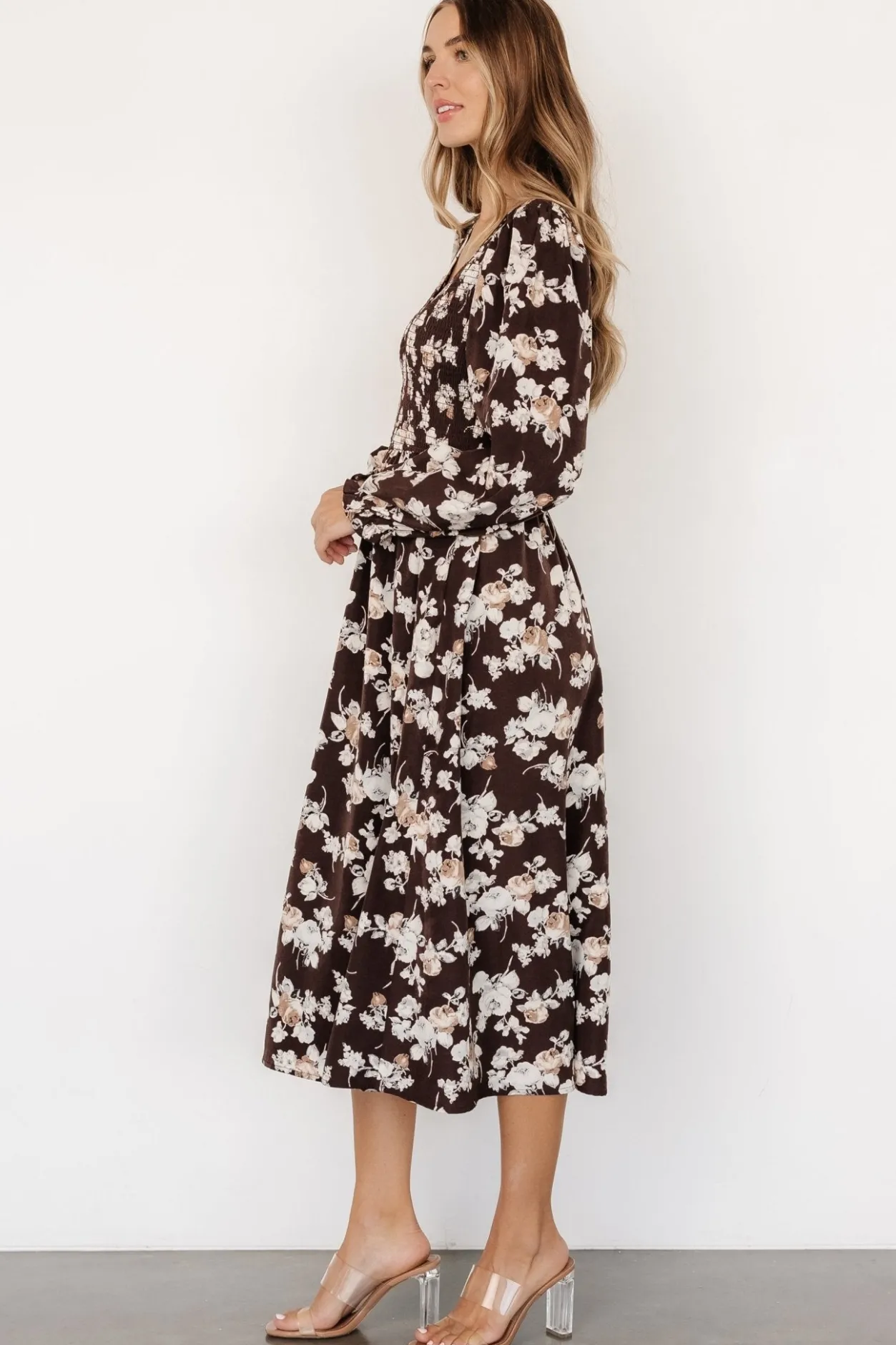 Best Baltic Born Matilda Smocked Midi Dress | Brown Floral BrownFloral