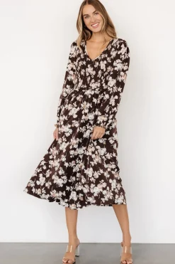 Best Baltic Born Matilda Smocked Midi Dress | Brown Floral BrownFloral