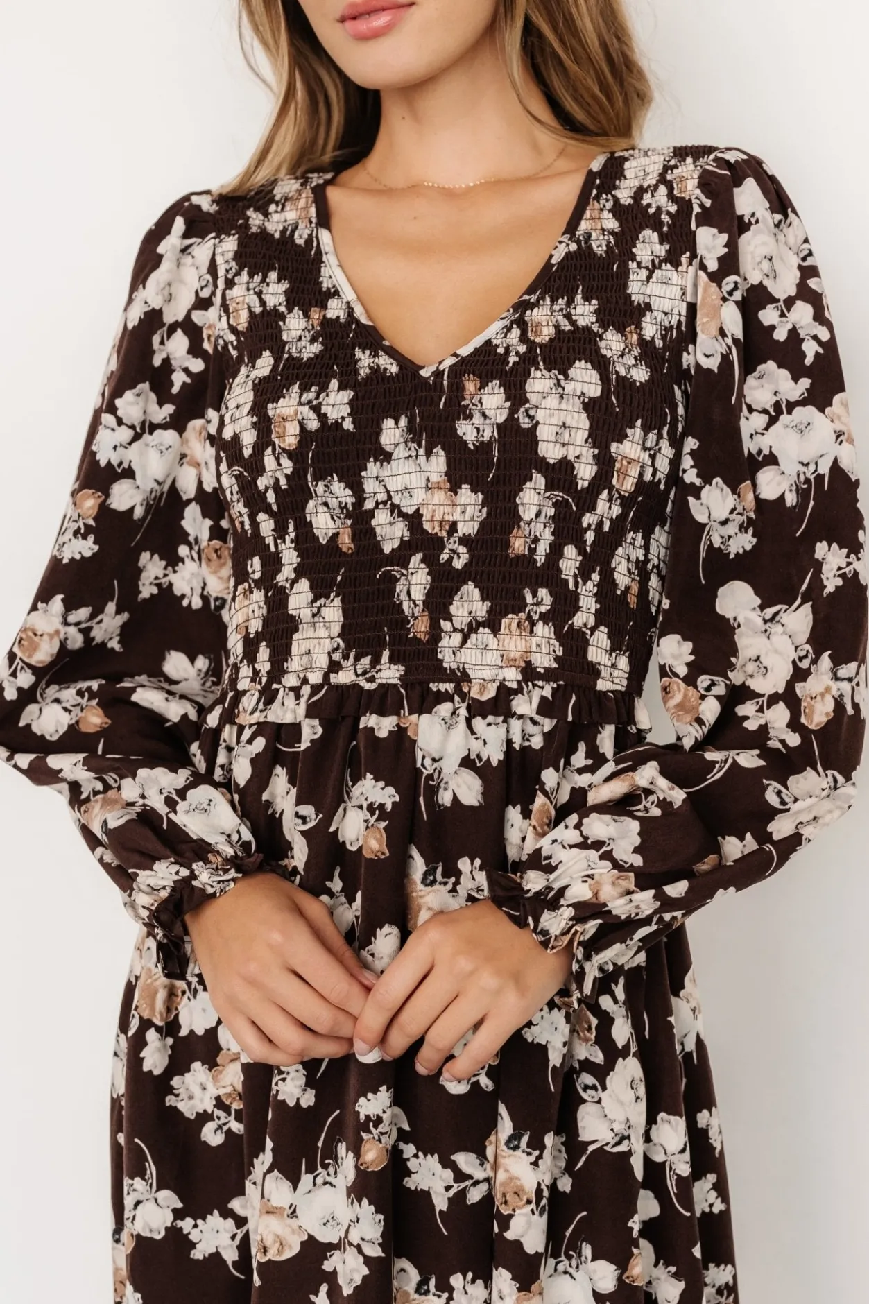 Best Baltic Born Matilda Smocked Midi Dress | Brown Floral BrownFloral