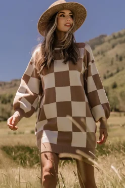 Best Baltic Born Mattie Checkered Sweater Dress | Taupe