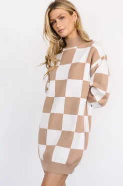 Best Baltic Born Mattie Checkered Sweater Dress | Taupe