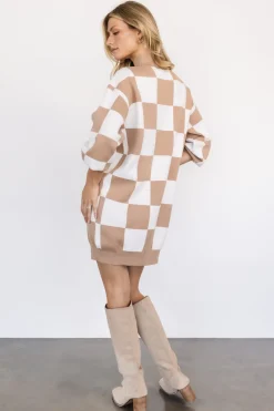 Best Baltic Born Mattie Checkered Sweater Dress | Taupe