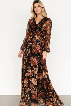 Discount Baltic Born Maura Wrap Maxi Dress | Black Print BlackPrint