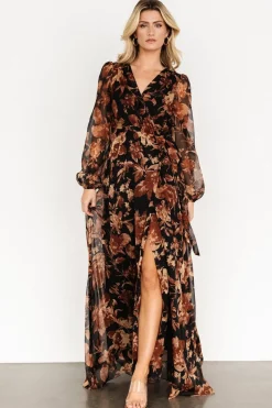 Discount Baltic Born Maura Wrap Maxi Dress | Black Print BlackPrint