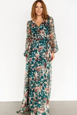 Best Baltic Born Maura Wrap Maxi Dress | Emerald Floral EmeraldFloral