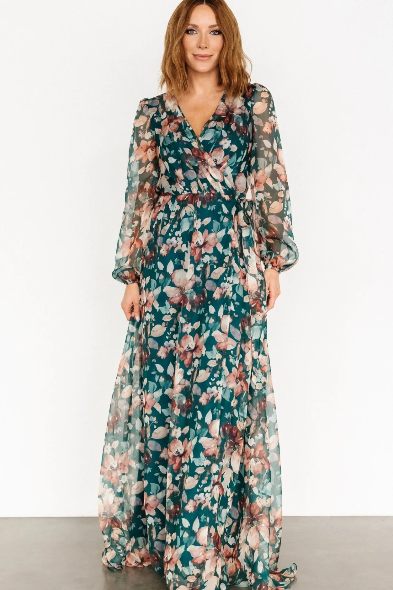 Best Baltic Born Maura Wrap Maxi Dress | Emerald Floral EmeraldFloral